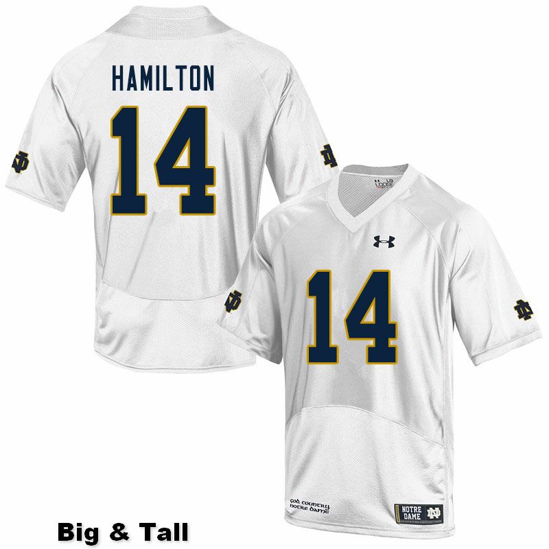 Men's NCAA Notre Dame Fighting Irish #14 Kyle Hamilton Stitched College Under Armour Authentic White Big & Tall Football Jersey HD10L26HH